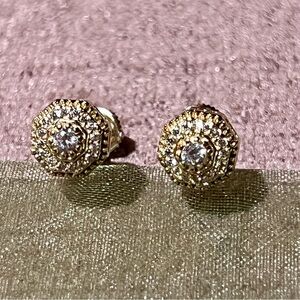 Gold Pavé Stud Earrings with Sparkling Crystals